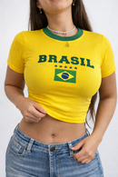 Cropped Feminino Brasil Moda Torcida Copa do Mundo 2026