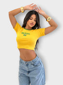 Cropped Feminino Brasil Moda Torcida Copa do Mundo 2026