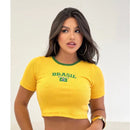 Cropped Feminino Brasil Moda Torcida Copa do Mundo 2026